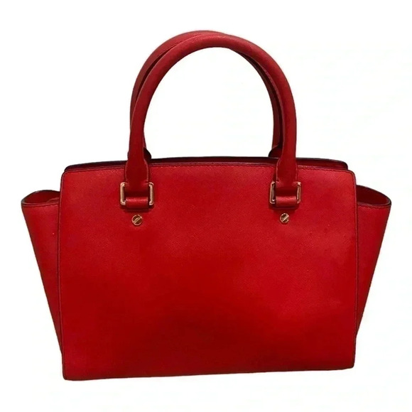 MICHAEL KORS SELMA MEDIUM RED SAFFIANO LEATHER SATCHEL RED BAG-NWT - Picture 4 of 10